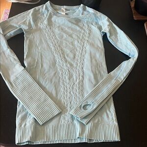 Lululemon Women's Light Blue Cable Knit Sweater